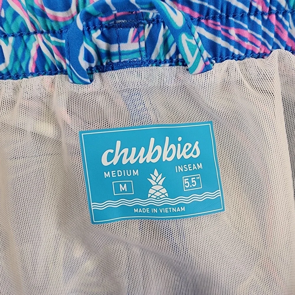 Chubbies Mens M Swim Trunks Tropical Leaves Beach Colorful 5.5